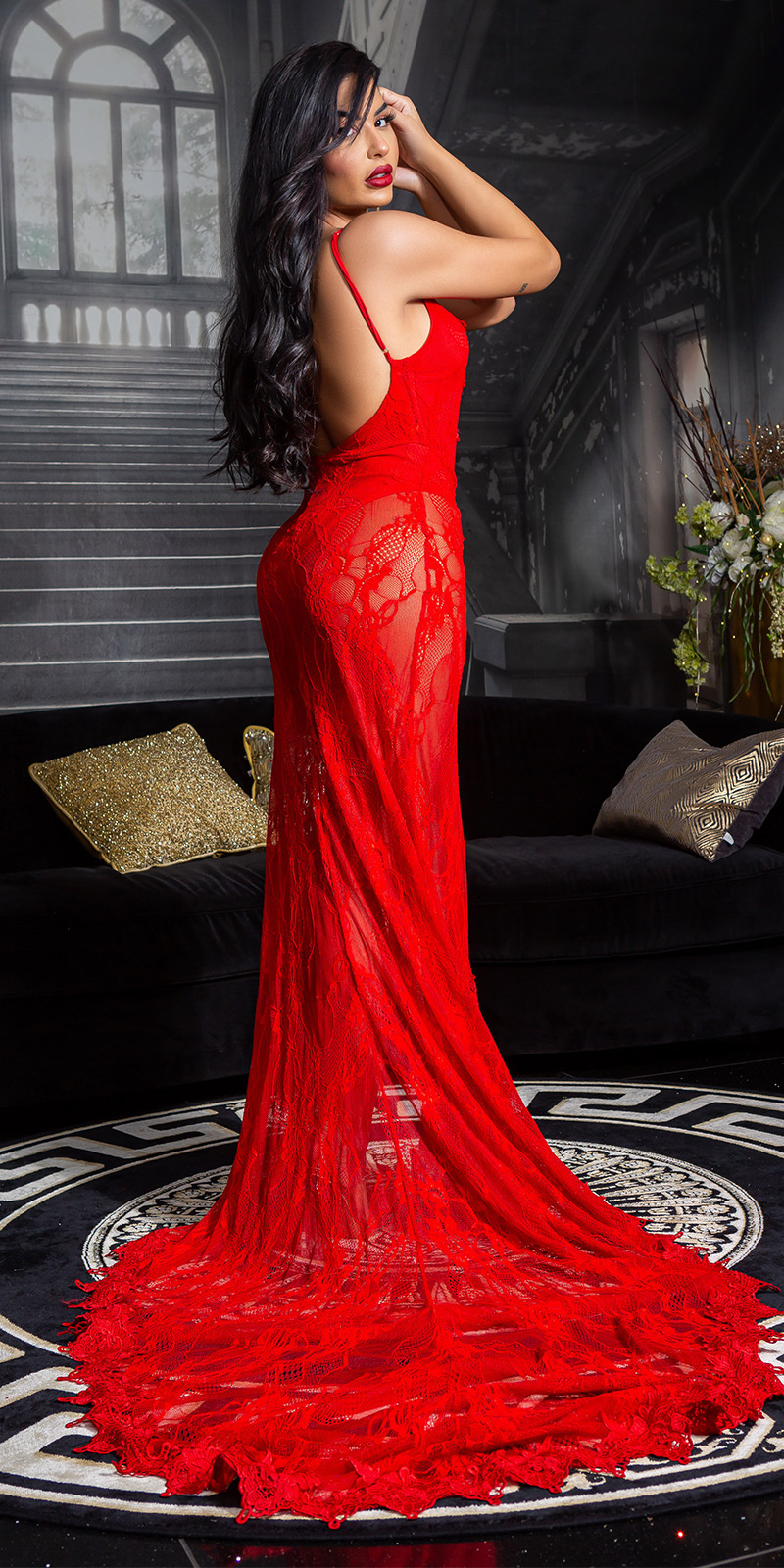 seductive! open rug kant red-carpet jurk rood | Sexy Kleding | Maxi jurk