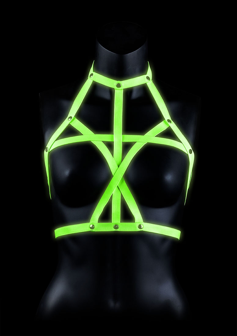 Bra Harness - Glow in the Dark - Neon Green/Black - S/M