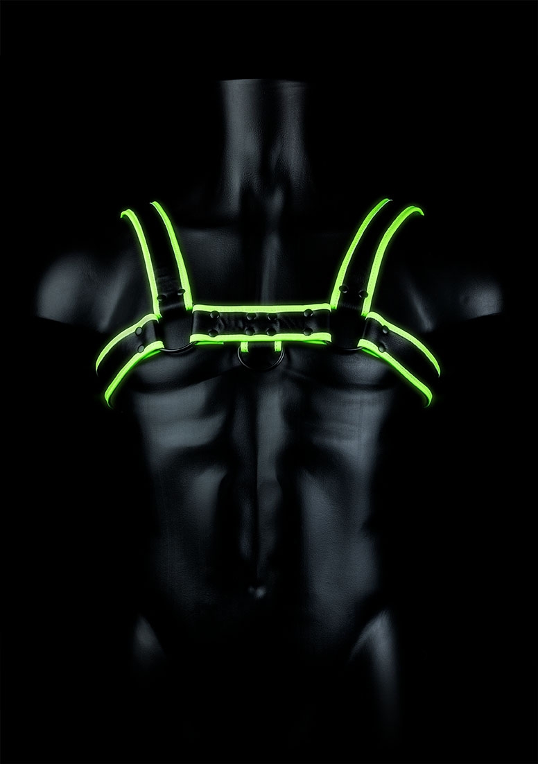 Chest Bulldog Harness - GitD - Neon Green/Black - S/M