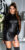 ruffled wet-look jurk zwart * Cosmoda Collection