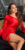 satijn-look een-schouder mini jurkje rood * Cosmoda Collection