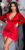 satijnen mini jurkje in wikkel-look rood * Cosmoda Collection