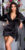 satijnen mini jurkje in wikkel-look zwart * Cosmoda Collection