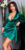 satijnen mini jurkje in wikkel-look groen * Cosmoda Collection