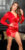 satijn look v-halter mini jurkje rood * Cosmoda Collection