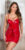feest uitgaans mini jurkje in latexlook met riem rood * Cosmoda Collection