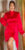 satijnlook langmouw mini jurkje rood * Cosmoda Collection