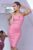Nushia PU lederlook v-opening halter bodycon jurk roze